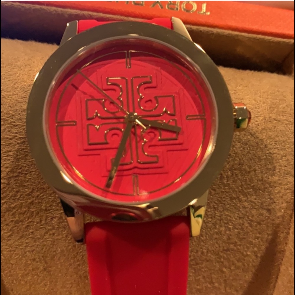 NWT Tory Burch Gigi Silicone Strap Watch, 36mm Japan movement new/ original box